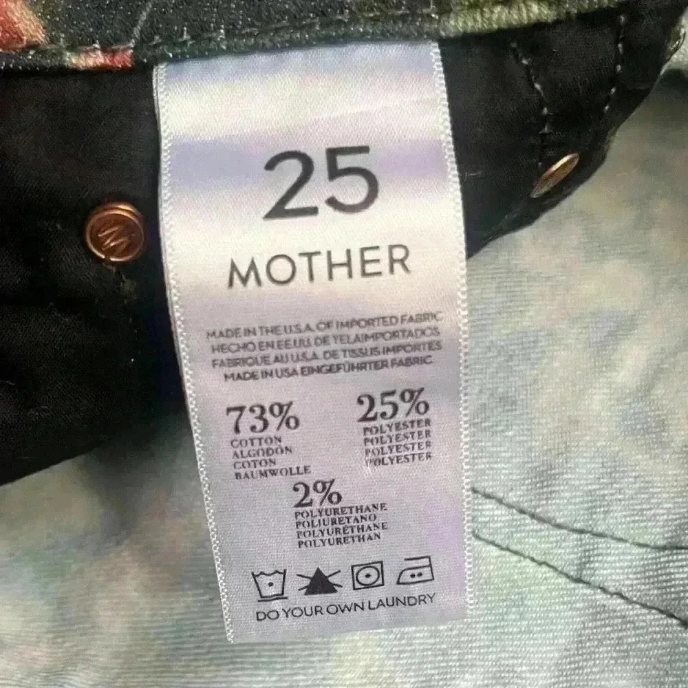 MOTHER Jeans The Looker Magical Forest Floral Print Skinny Black Denim Size 25 - Picture 6 of 9